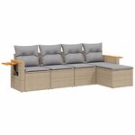 vidaXL Salon de jardin avec coussins 5 Pièces beige résine tressée