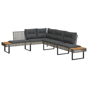 vidaXL Canapé de jardin avec coussins en forme de L gris rotin acacia