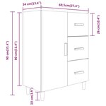 vidaXL Buffet gris béton 69 5x34x90 cm bois d'ingénierie