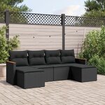 vidaXL Salon de jardin 6 Pièces avec coussins noir résine tressée