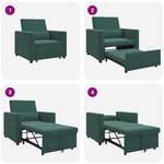 vidaXL Canapé Lit Simple Vert foncé 90 x 165 x 87 cm Velours