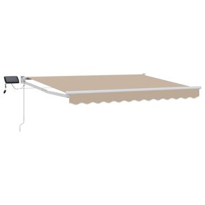 vidaXL Store rétractable manuel avec LEDs Beige et blanc 3 5 x 2 m
