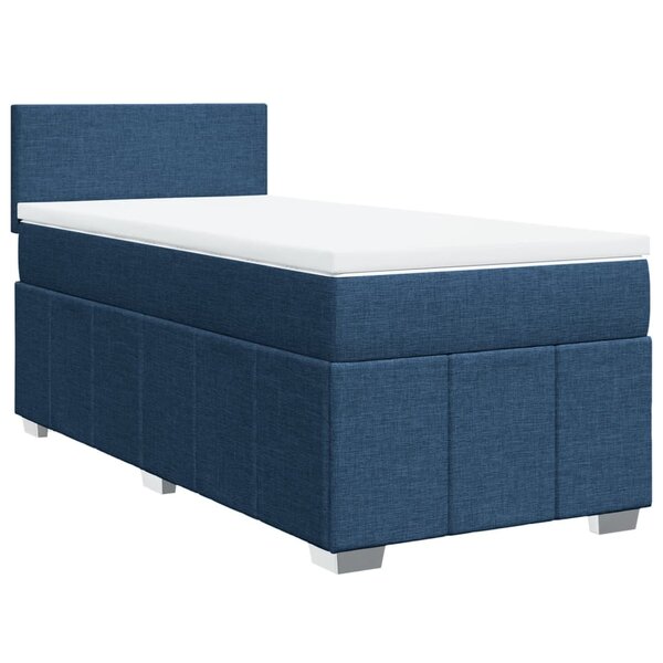 vidaXL Sommier à lattes de lit avec matelas Bleu 90x200 cm Tissu