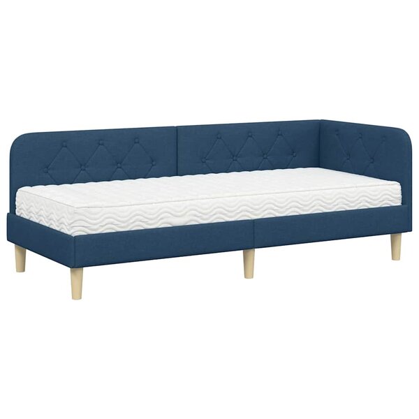 vidaXL Cadre de lit d'angle Bleu 80 x 200 cm tissu