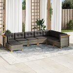 vidaXL Salon de jardin 8 Pièces avec coussins gris résine tressée