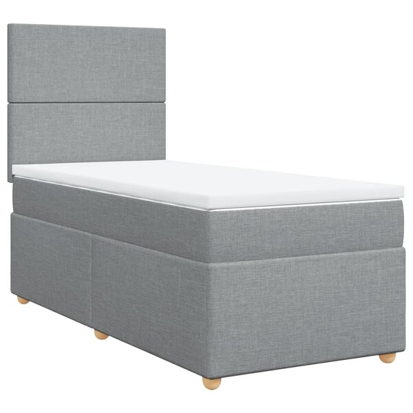 vidaXL Sommier à lattes de lit et matelas Gris clair 90x190 cm Tissu