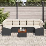 vidaXL Ensemble de canapé de jardin 8 Pièces Noir et blanc
