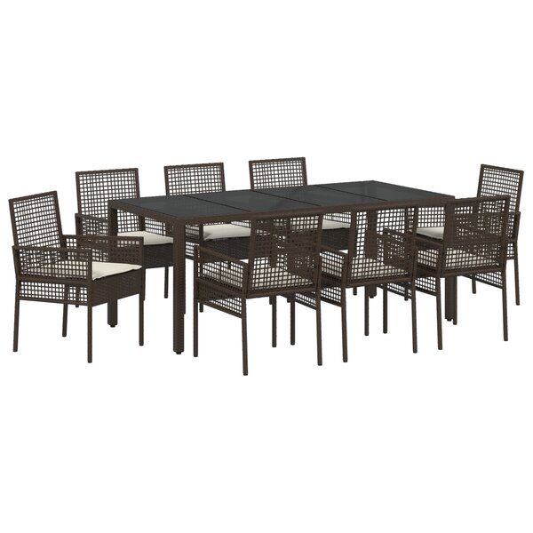 vidaXL Ensemble de salle à manger de jardin 9 pièces en poly rattan brun