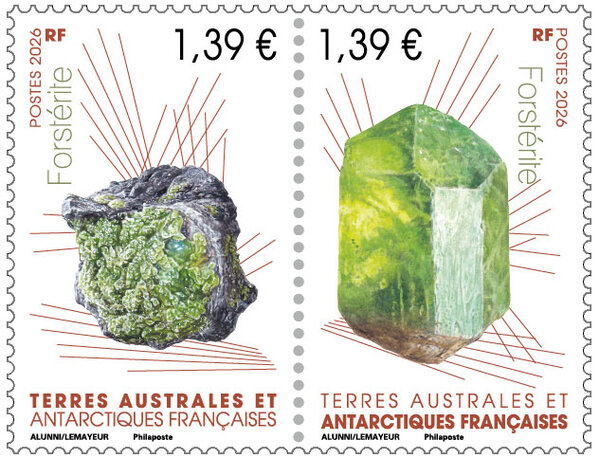 Timbre TAAF - Diptyque - Forstérite