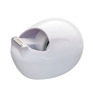 Distributeur de ruban adhésif de bureau en forme de galet c36 karim rashid blanc avec ruban adhésif de bureau invisible magic™, transparent, 19 mm x 7,5 m