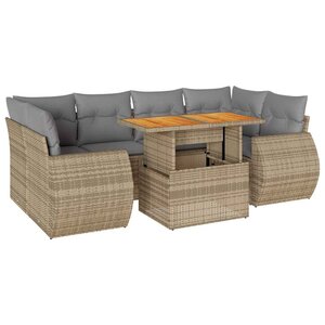 vidaXL Salon de jardin avec coussins 7 Pièces beige résine tressée