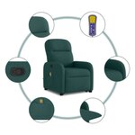 vidaXL Fauteuil inclinable de massage Vert foncé Tissu