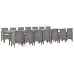 Ensemble salle à manger jardin 15 pièces avec coussins Gris clair Poly rotin