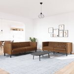 vidaXL Ensemble de canapé Chesterfield 2 Pièces marron similicuir daim