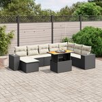 vidaXL Salon de jardin 9 Pièces avec coussins noir résine tressée