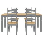 vidaXL Ensemble à manger Panama 5 Pièces gris bois de pin massif