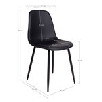 2 chaises de salle à manger en cuir synthétique noir avec pieds noirs