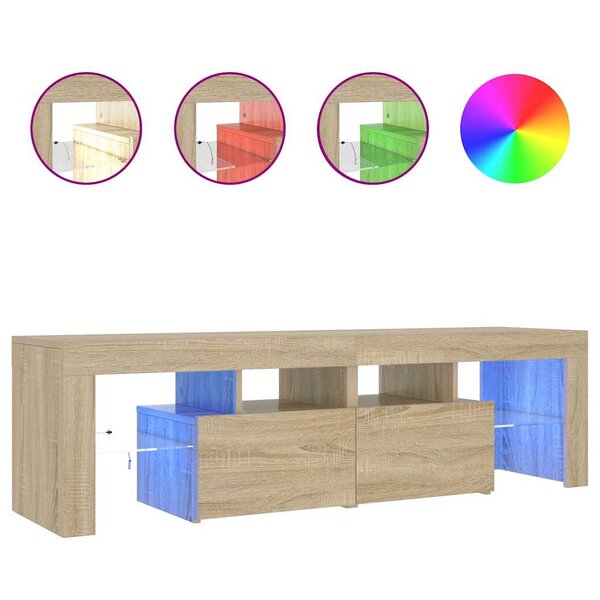 vidaXL Meuble TV avec lumières LED Chêne sonoma 140x36 5x40 cm