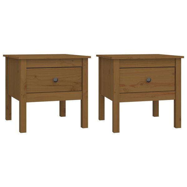 vidaXL Tables d'appoint 2Pièces Marron miel 50x50x49cm Bois massif de pin