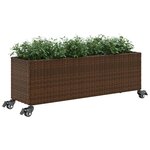 vidaXL Jardinières et roulettes 2Pièces marron 107x32x38cm résine tressée