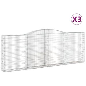 vidaXL Paniers à gabions arqués 3 Pièces 400x30x140/160 cm Fer galvanisé