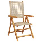 Ensemble de salle à manger de jardin 5 pièces vidaXL Beige en bois d'acacia massif et en rotin synthétique