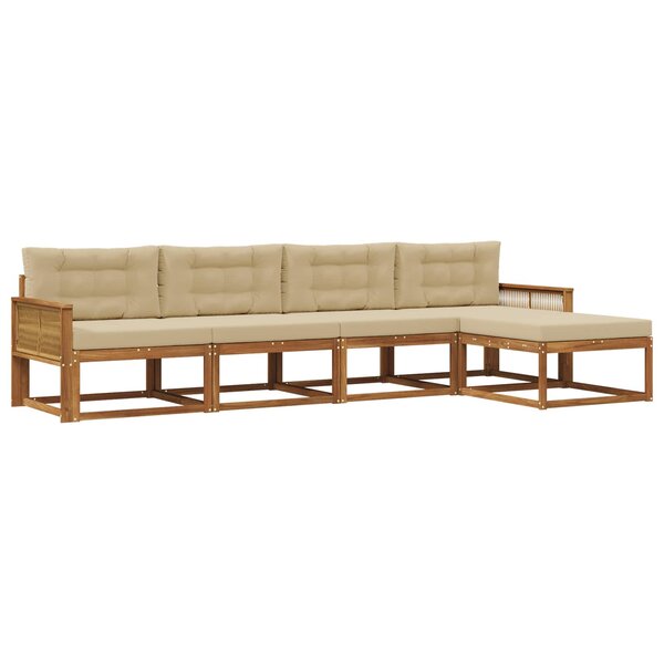vidaXL Ensemble de canapés d'extérieur 5 pc Naturel et Beige