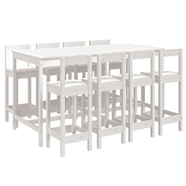 vidaXL Ensemble de bar de jardin 9 Pièces blanc bois de pin massif