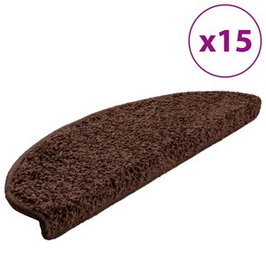 vidaXL Tapis d'escalier 15 pièces 65 x 21 x 4 cm Marron Demi-rond Grand