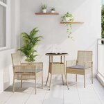 vidaXL Ensemble de salle à manger pour jardin 3 Pièces Beige Poly rotin