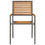 Chaises de jardin empilables vidaXL avec coussins  2 Pièces  Gris  Poly Rattan