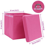 vidaXL Boîtes de rangement avec couvercles 4 Pièces Rose 32x32x32cm Tissu