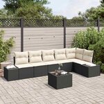 vidaXL Ensemble de canapé de jardin 7 Pièces Noir et crème Poly rotin