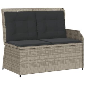 vidaXL Banc inclinable de jardin et coussins gris clair résine tressée
