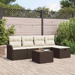 vidaXL Ensemble de canapé de jardin avec coussin 6 Pièces Marron et crème
