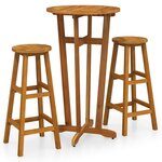 vidaXL Ensemble de bar 3 Pièces Bois d'acacia solide