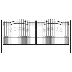 vidaXL Portail et sommet de lance Noir 406x198 cm Acier enduit poudre