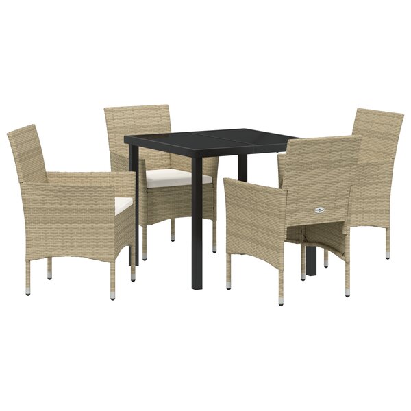 vidaXL Ensemble de Salle à Manger de Jardin 5 Pièces Beige en Rattan Polyéthylène