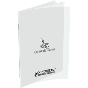 Cahier de dessin 32 pages 90 g  couverture polypropylène  format 17 x 22 cm CONQUERANT