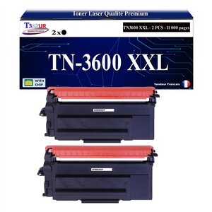 T3AZUR - 2x Toners compatibles avec Brother TN3600 XXL pour Brother HL-L5210DN  HL-L5210DW  HL-L6210DW  HL-L6410DN Noir - 11 000 pages