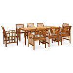 vidaXL Ensemble à manger de jardin 9 Pièces avec coussins Acacia solide