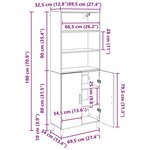 vidaXL Haut Armoire Montage mural chêne artisanal 69 5 x 34 x 180 cm