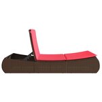 vidaXL Chaise longue double avec coussins marron résine tressée