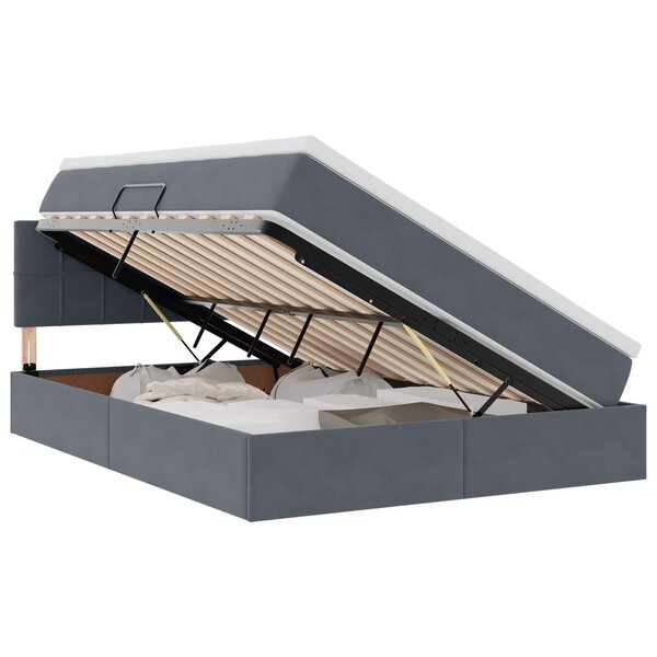 vidaXL Lit de rangement LED avec matelas Gris foncé 140 x 190 cm