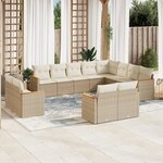 vidaXL Salon de jardin avec coussins 12 Pièces beige résine tressée
