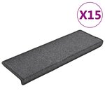 vidaXL Tapis d'escalier 15 pièces 65 x 21 x 4 cm Gris foncé Bord rectangulaire
