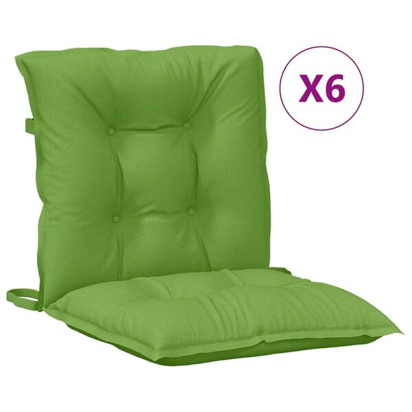 vidaXL Coussins de chaise à dossier bas lot de 6 vert mélangé tissu