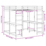 vidaXL Lit superposé et bureau et échelle 160x200cm bois de pin massif