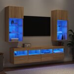 vidaXL Unités murales TV avec LED 5 Pièces chêne sonoma bois d'ingénierie