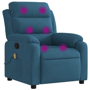 vidaXL Fauteuil inclinable de massage bleu velours